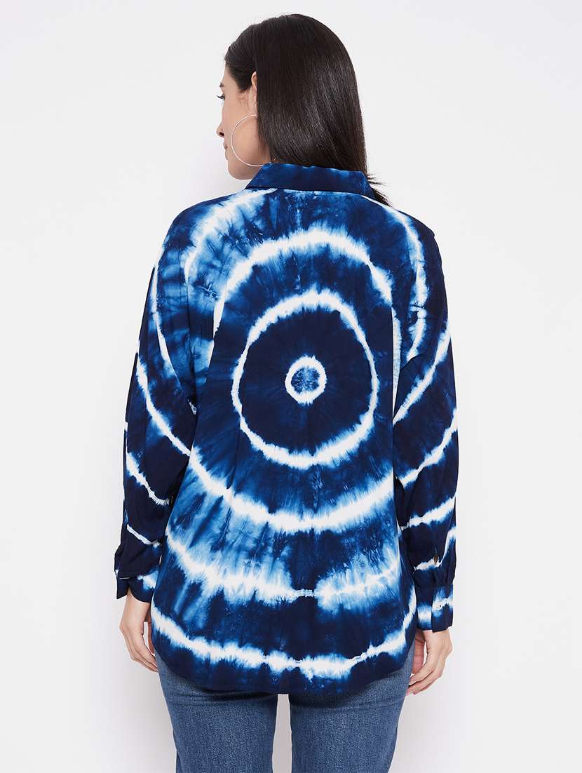 blue rayon oversized shirt - 20563071 - Standard Image - 3