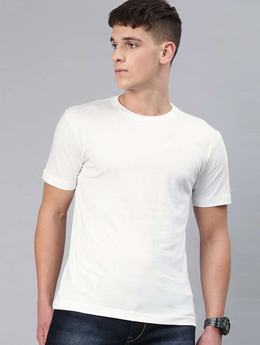 men round neck solid plain t-shirt