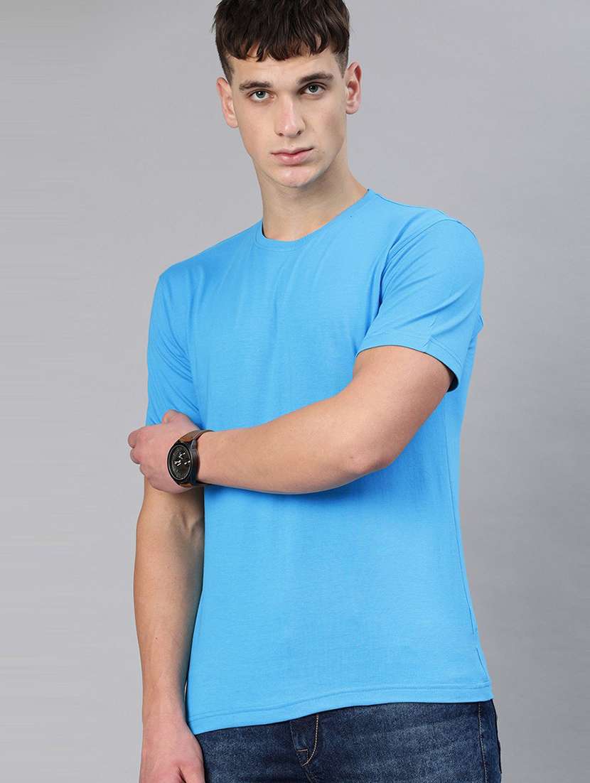 men round neck solid plain t-shirt