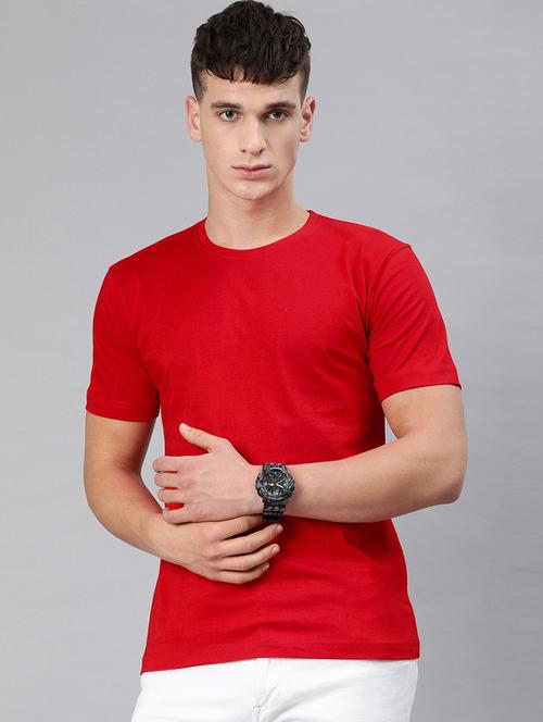 men round neck solid plain t-shirt - 20563405 - Standard Image - 0
