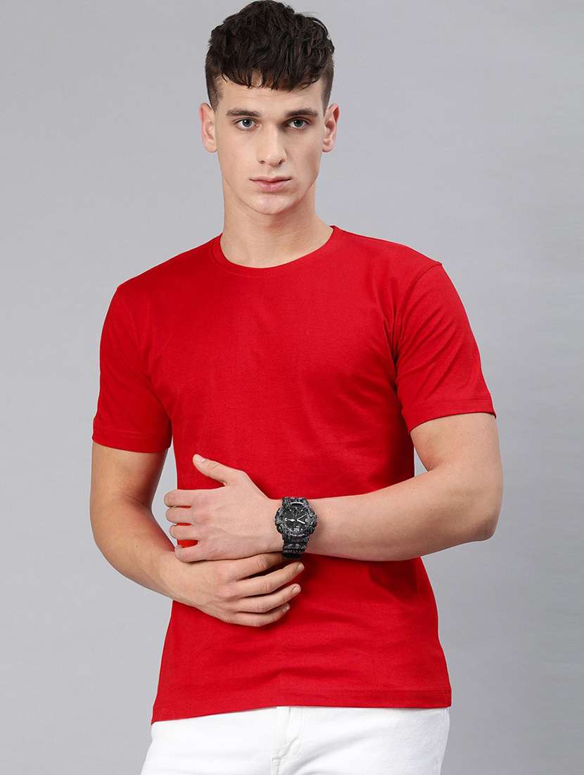 men round neck solid plain t-shirt - 20563405 - Zoom Image - 0