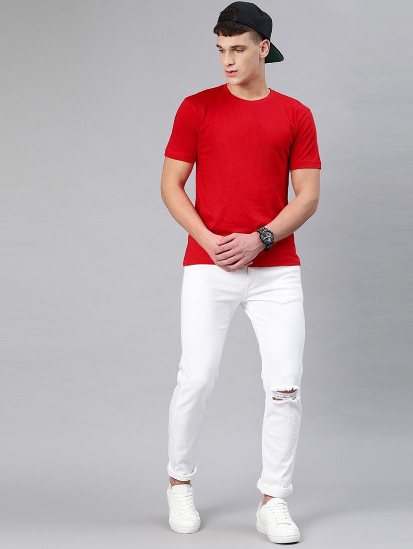 men round neck solid plain t-shirt - 20563405 - Standard Image - 3