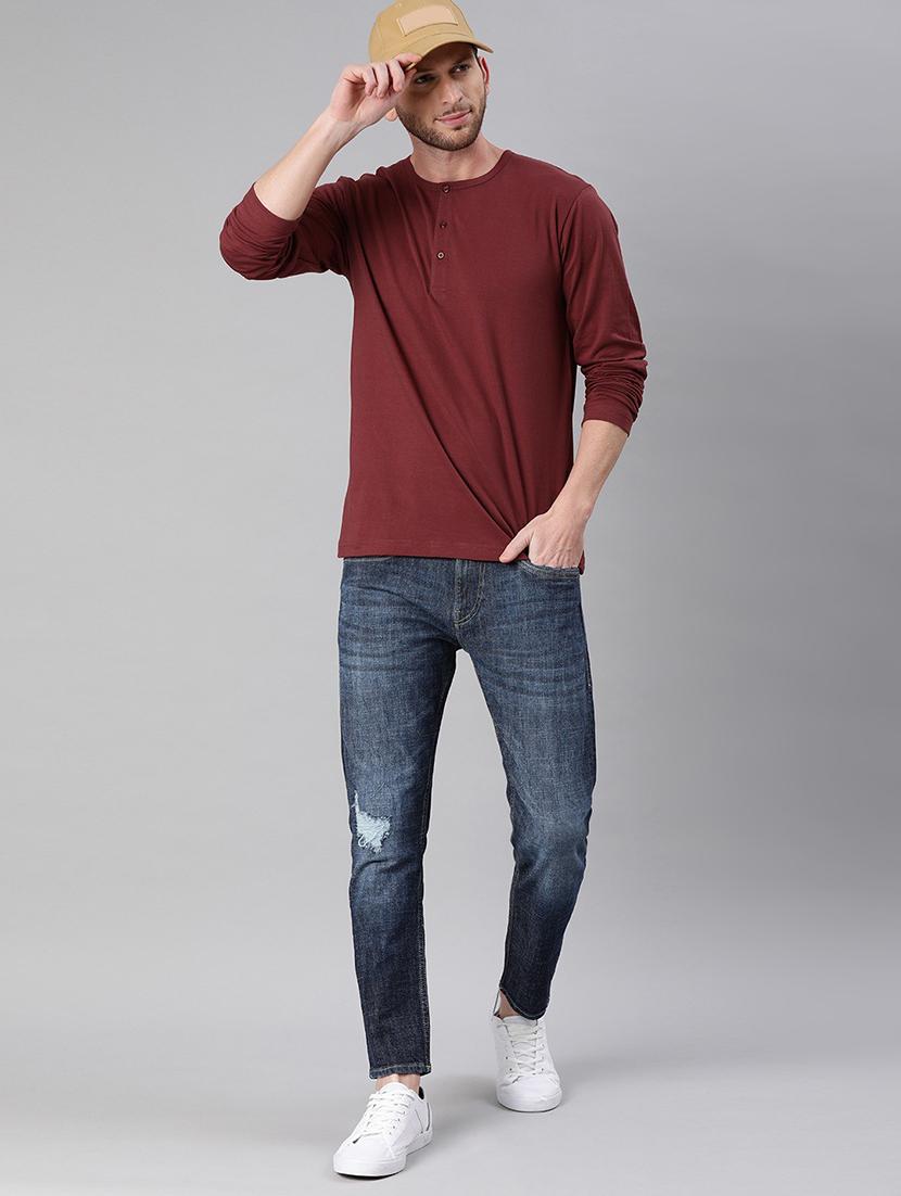 men long sleeved solid plain t-shirt - 20563590 - Standard Image - 3