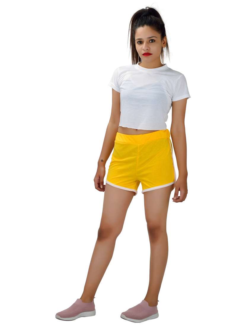 yellow solid regular short - 20564339 - Standard Image - 3