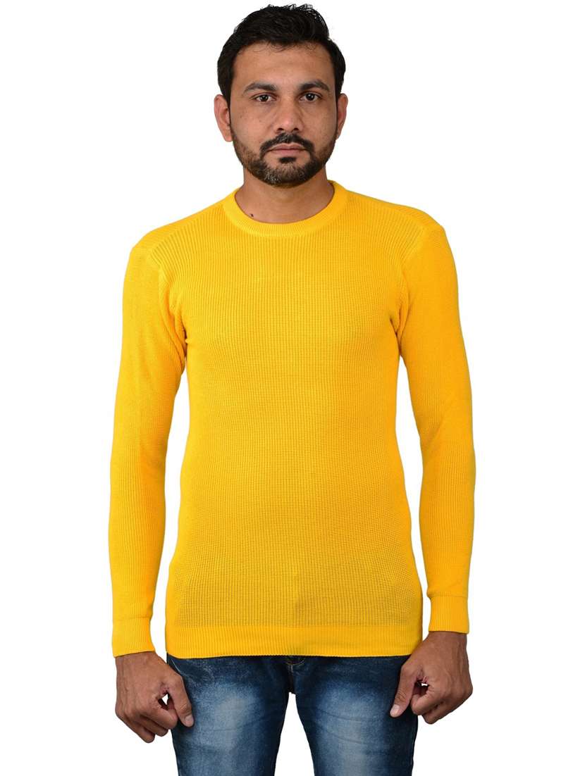 yellow solid long sleeve pullover