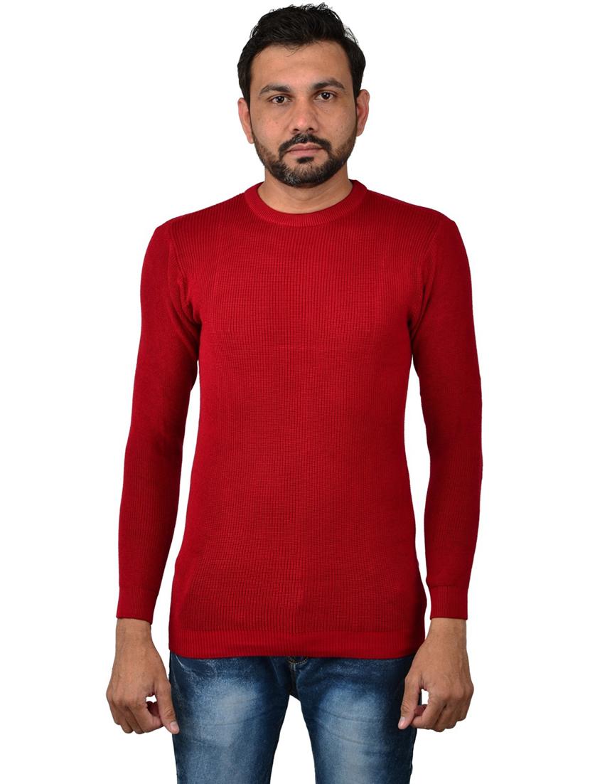 red solid long sleeve pullover