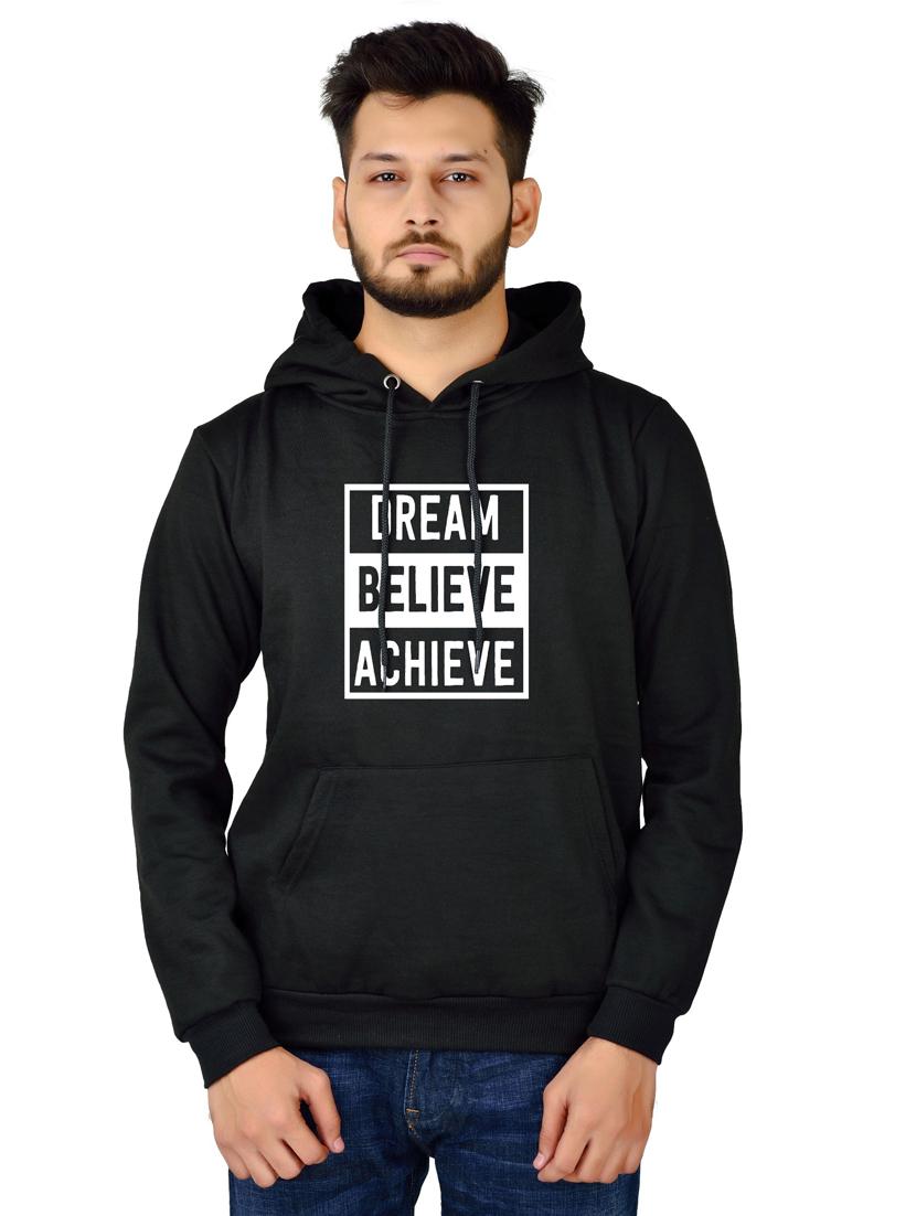 men black typographic hooded sweatshirt