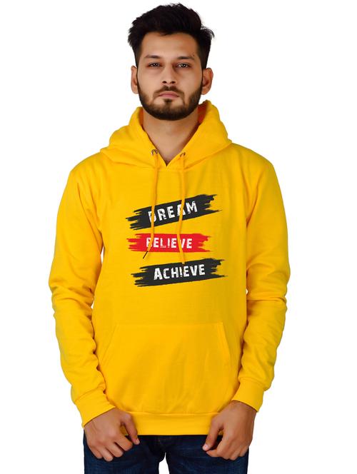 men yellow typographic hooded sweatshirt - 20564694 -  Standard Image - 0