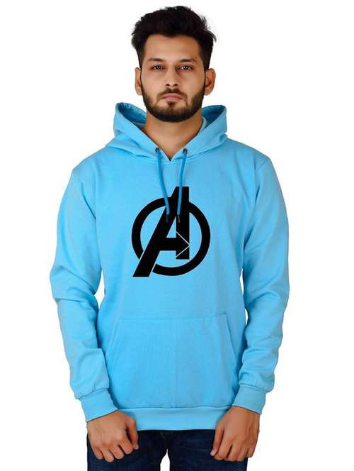 men light blue typographic hooded sweatshirt - 20564790 -  Standard Image - 0