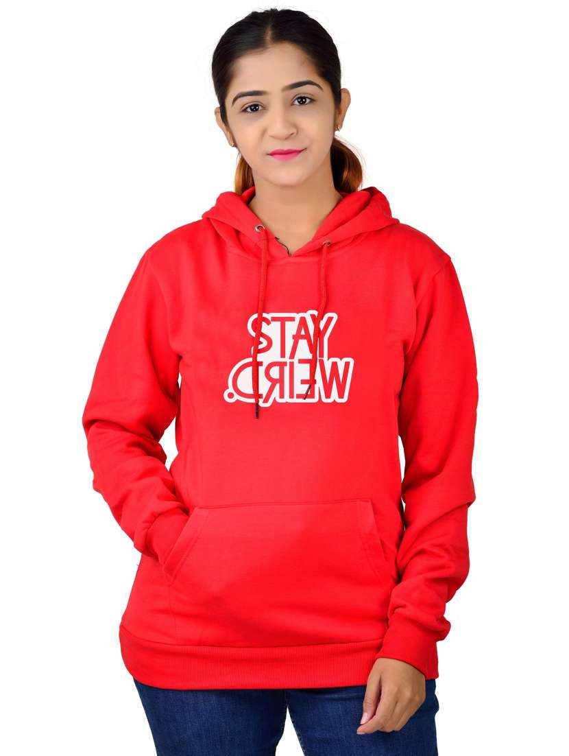 red long sleeve hooded sweatshirt - 20564820 - Zoom Image - 0