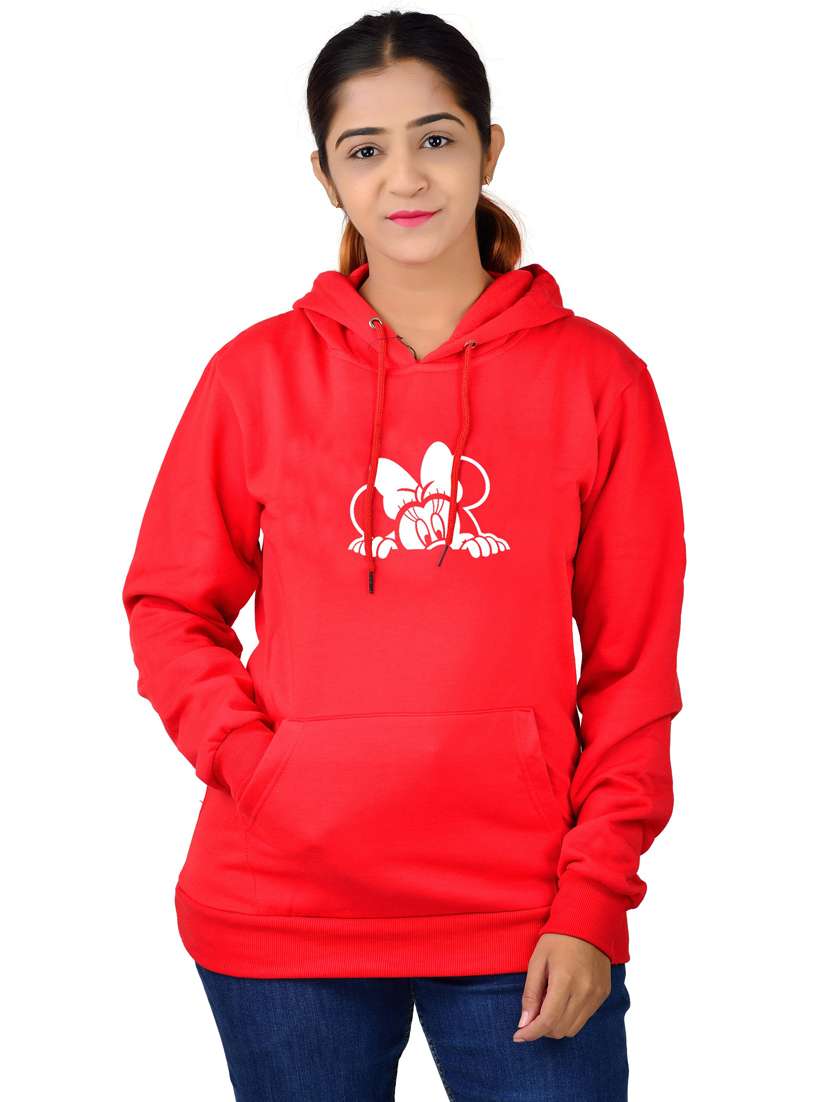 red long sleeve hooded sweatshirt