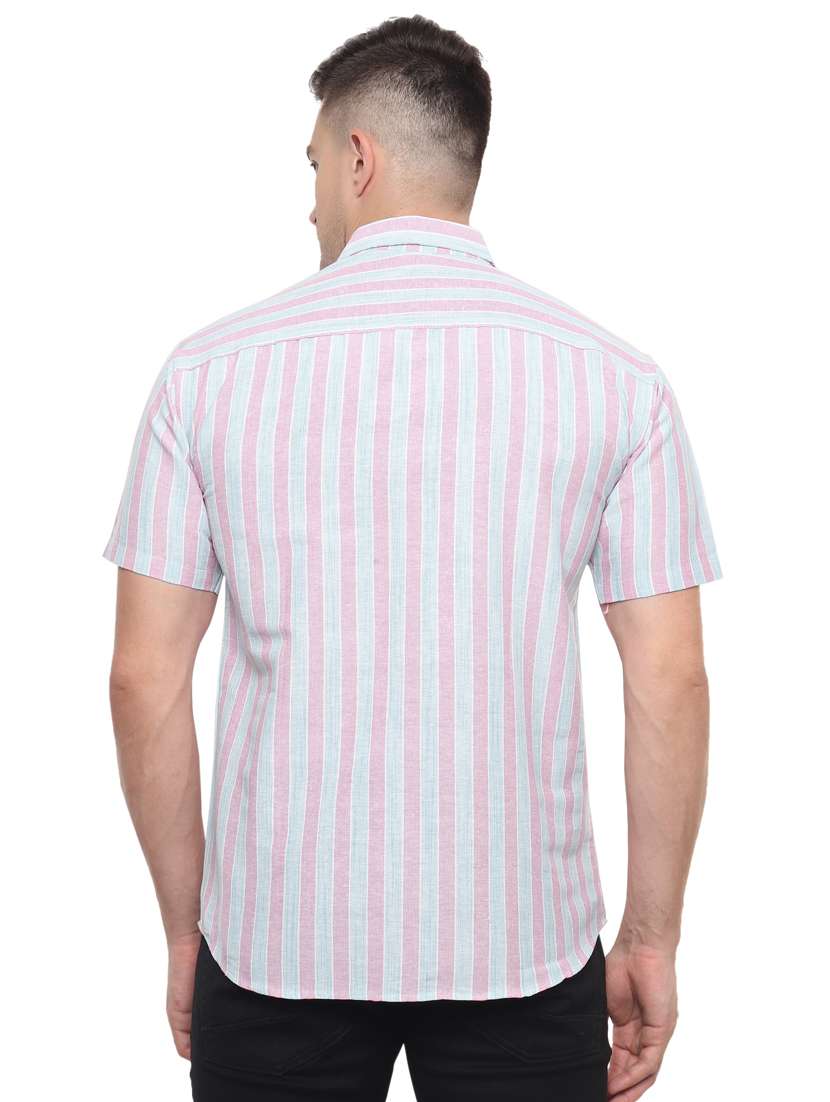 light blue & pink collared casual shirt - 20564992 - Standard Image - 3