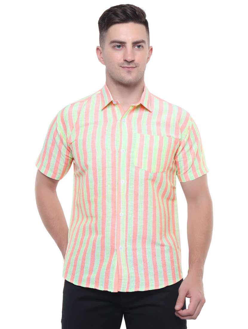 green & pink collared casual shirt - 20564993 -  Zoom Image - 0