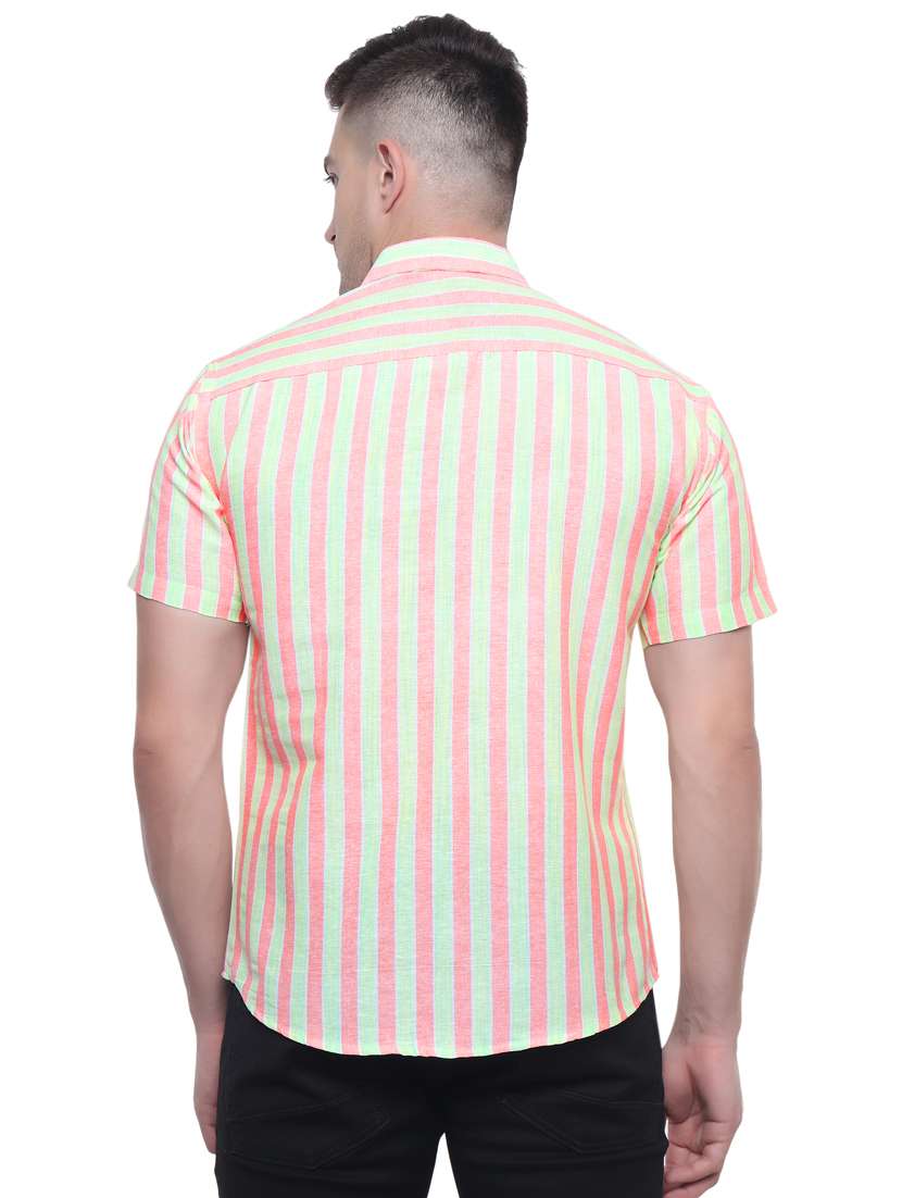 green & pink collared casual shirt - 20564993 - Standard Image - 3