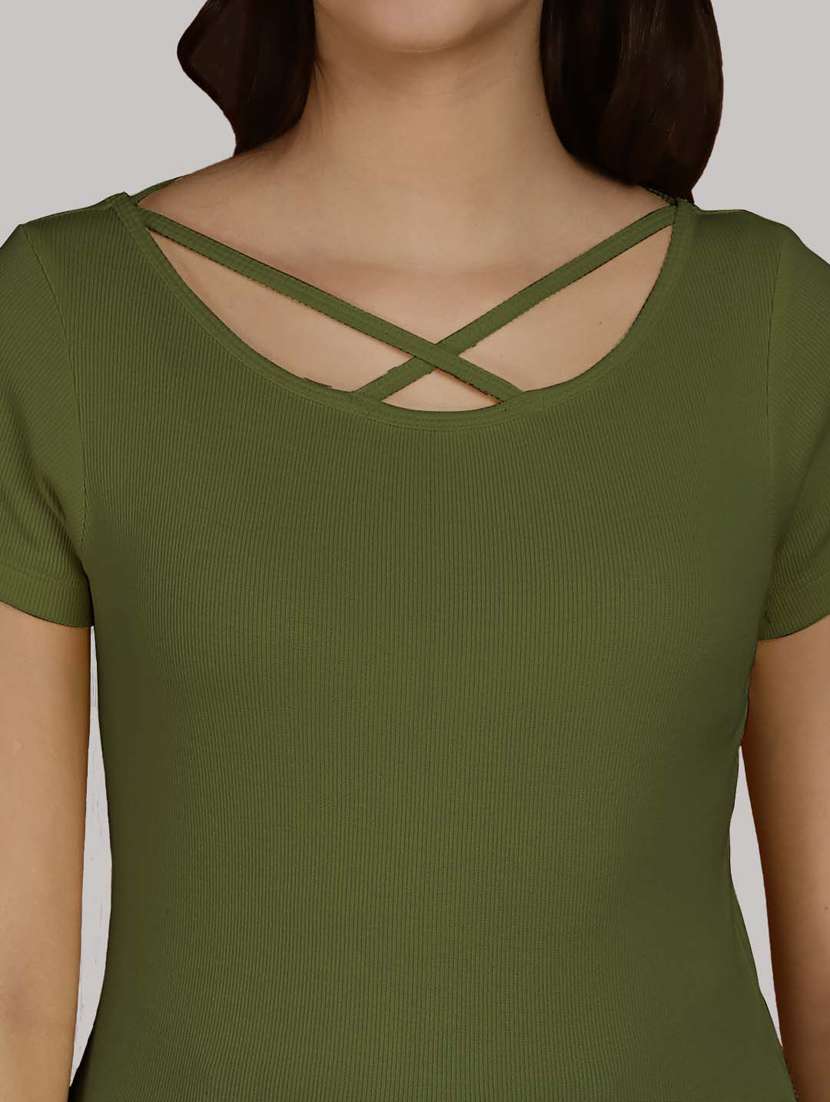 olive cotton regular top - 20565040 - Standard Image - 5