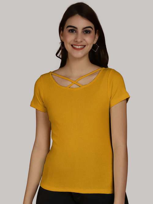 mustard cotton regular top - 20565042 -  Standard Image - 0