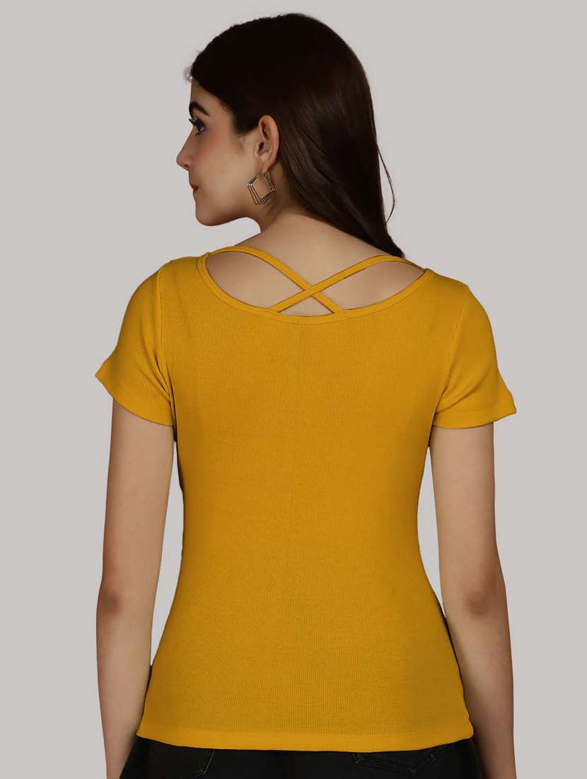 mustard cotton regular top - 20565042 - Standard Image - 3