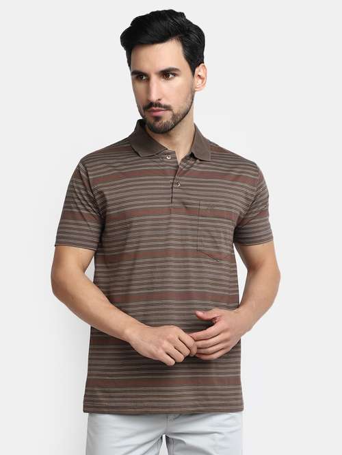 men brown regular fit polo t-shirt