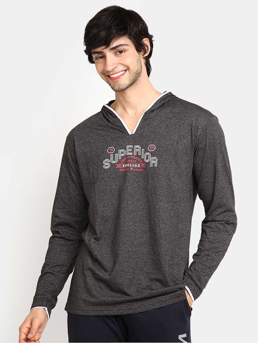 grey cotton chest print tshirt