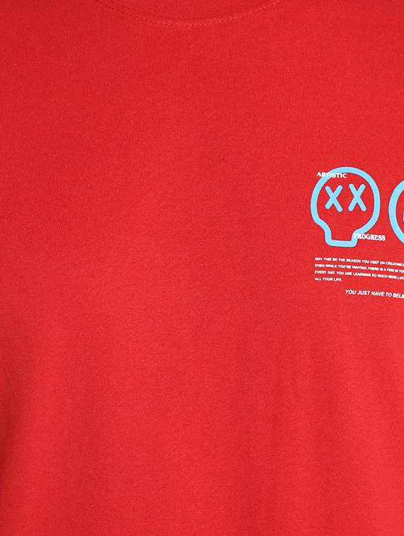 red cotton front & back print tshirt - 20565253 -  Standard Image - 3
