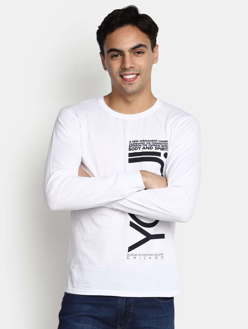 white cotton placement print tshirt