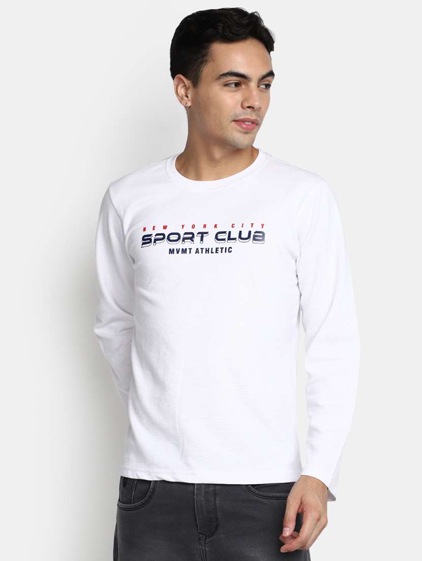 white cotton chest print tshirt