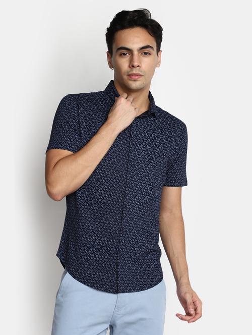 navy blue cotton regular casual shirt - 20565282 -  Standard Image - 0