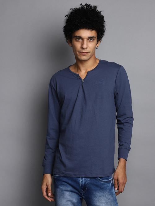 blue cotton plain tshirt - 20565306 - Standard Image - 0