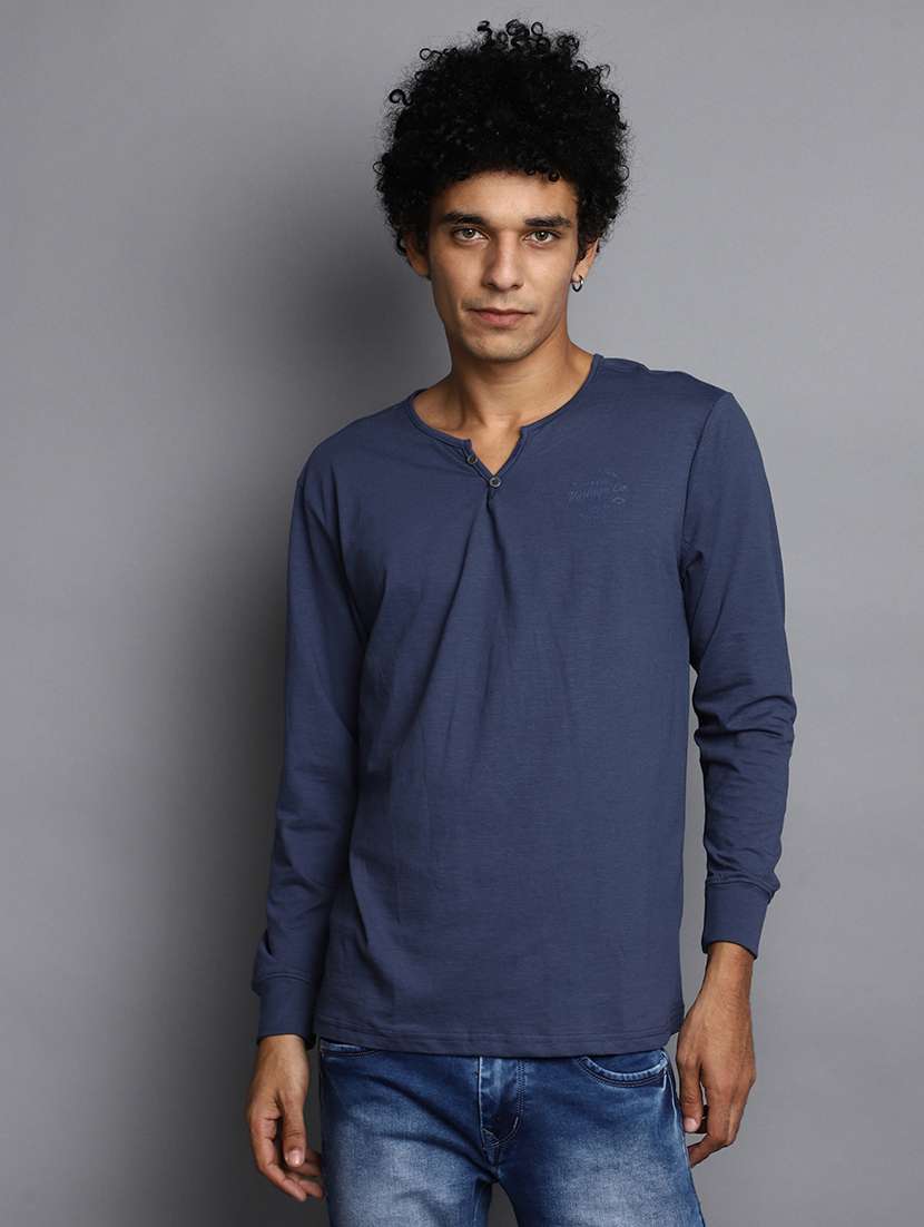 blue cotton plain tshirt - 20565306 - Zoom Image - 0
