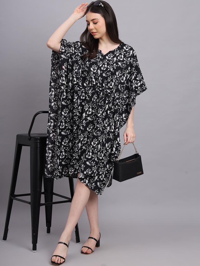black floral printed kaftan dress - 20565729 - Standard Image - 3
