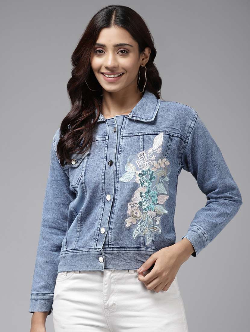 women light blue denim summer jacket