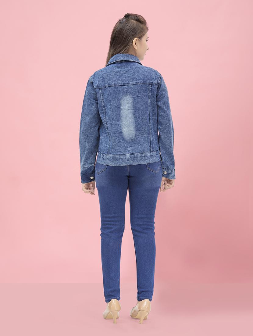 girl blue long sleeve denim jacket - 20567449 - Standard Image - 3