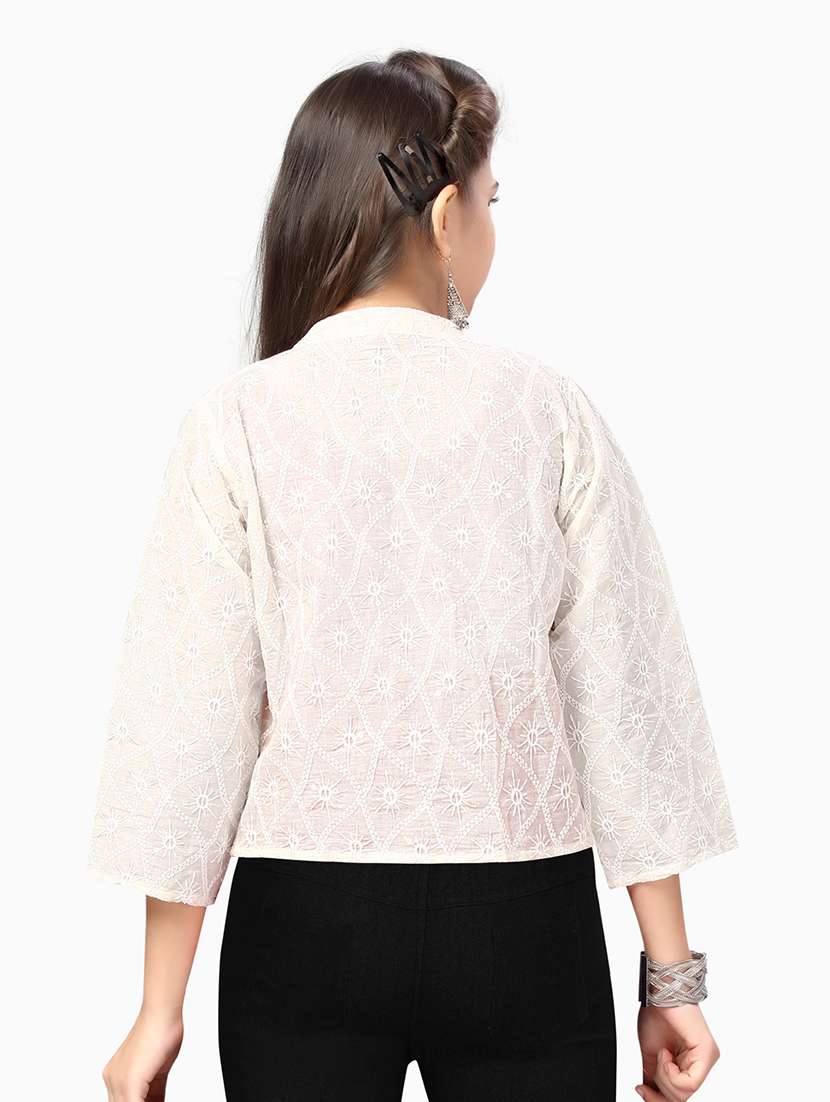 girls self design open front jacket - 20567455 -  Standard Image - 3