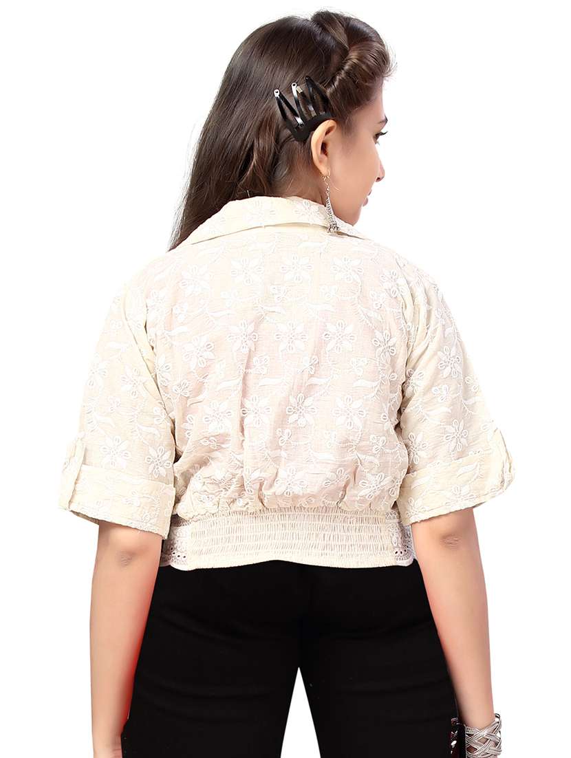 girls self design open front jacket - 20567456 -  Standard Image - 3