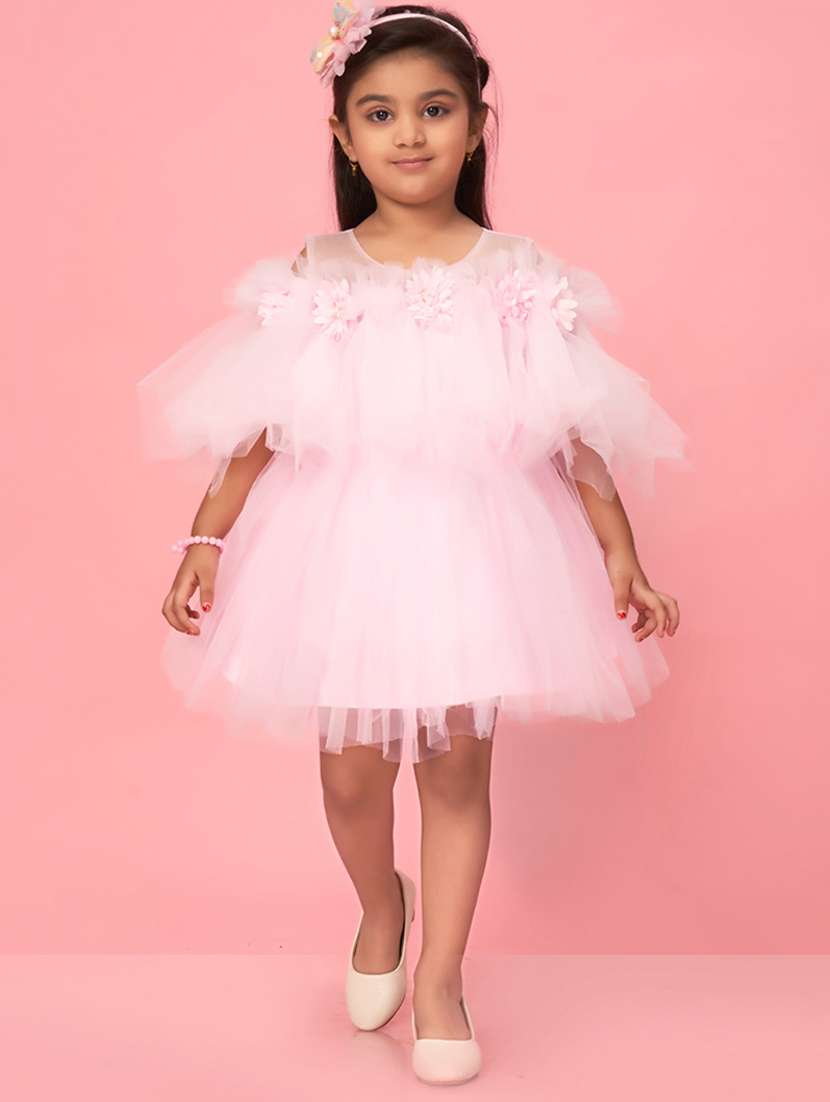 women round neck self-design frock - 20567769 -  Zoom Image - 0