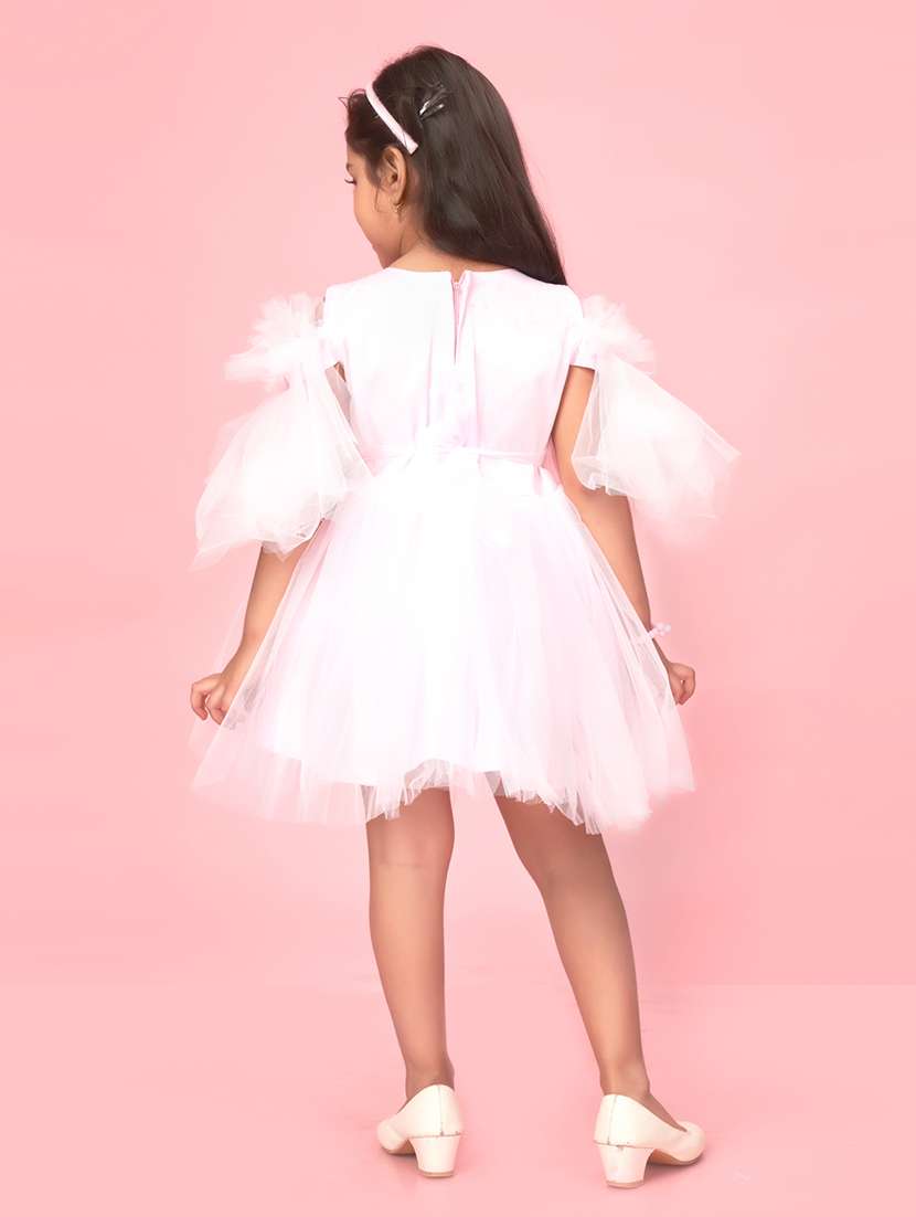 women round neck self-design frock - 20567769 -  Standard Image - 3