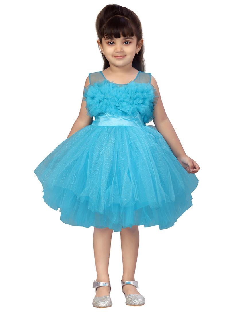 girls round neck self-design frock - 20567810 - Zoom Image - 0