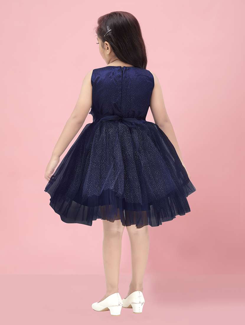 girls round neck self-design frock - 20567813 -  Standard Image - 3