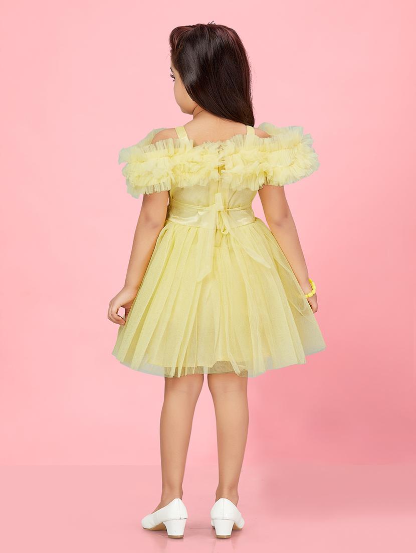 girls round neck self-design frock - 20567842 - Standard Image - 3