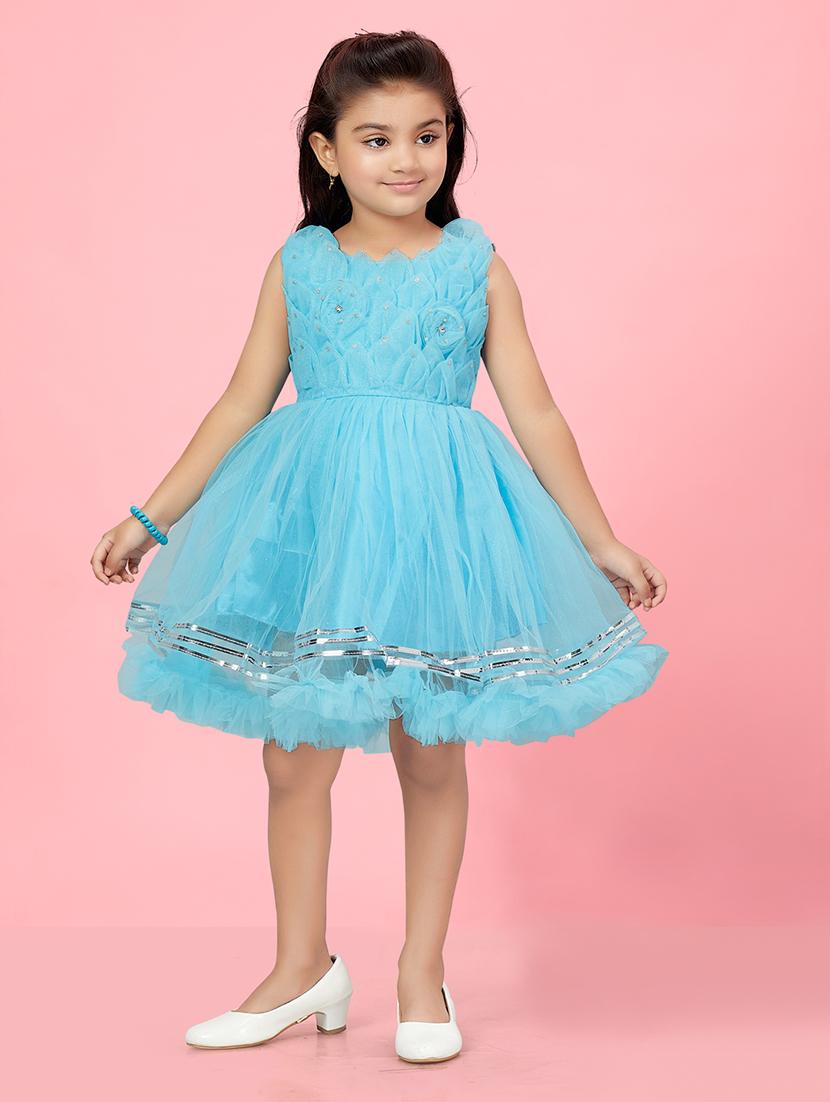 girls round neck self-design frock - 20567873 - Zoom Image - 0