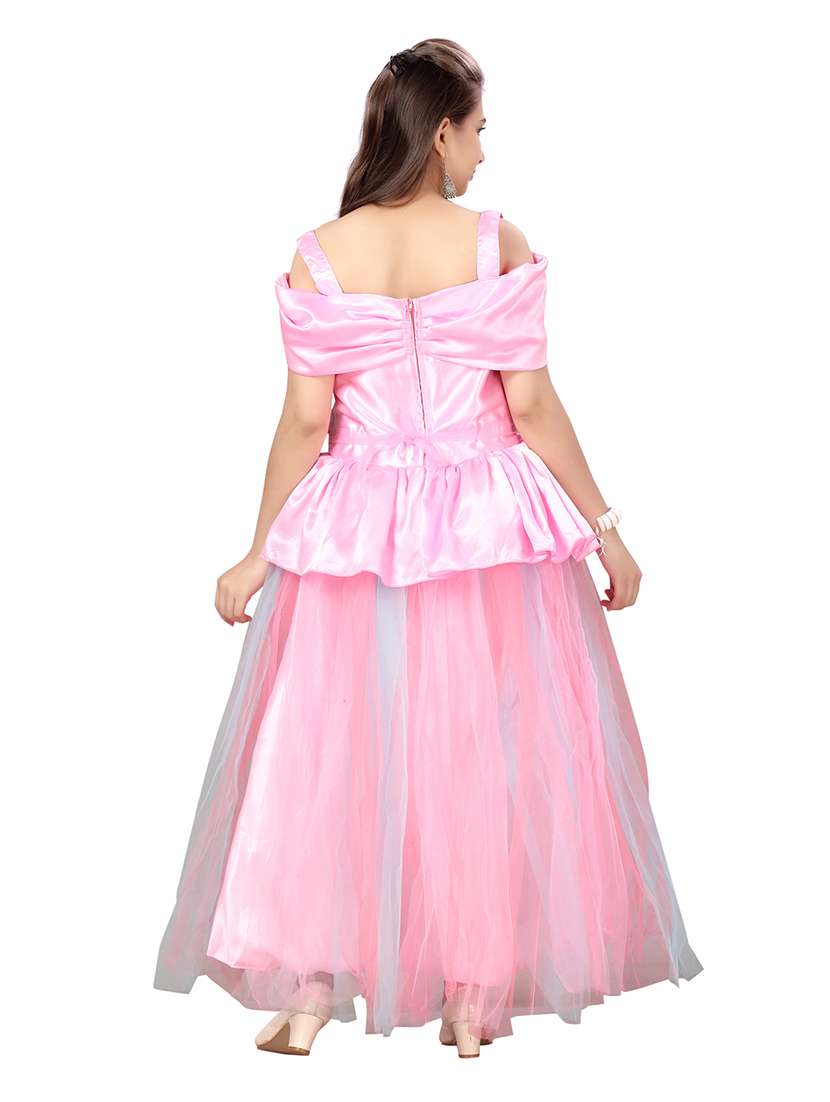 girls round neck self-design frock - 20567935 -  Standard Image - 3