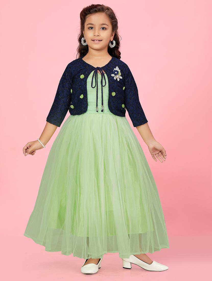 girls round neck self-design frock - 20568010 -  Zoom Image - 0
