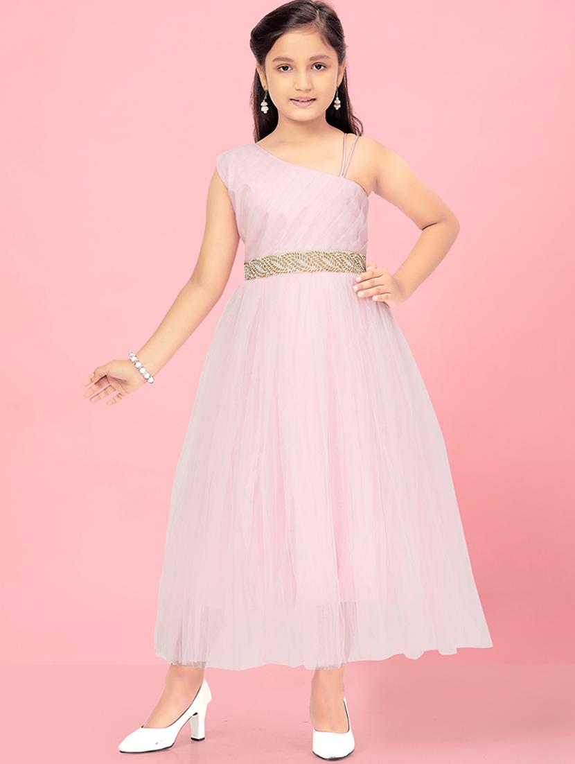 girls round neck self-design frock - 20568017 -  Zoom Image - 0