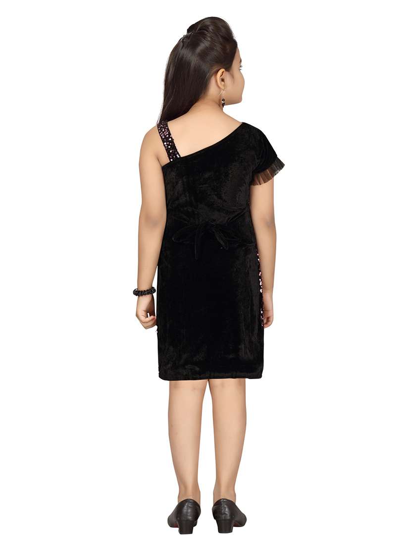 girls round neck self-design frock - 20568133 -  Standard Image - 3