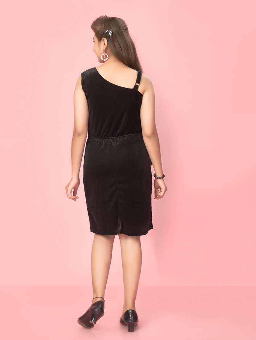 girls round neck self-design frock - 20568225 -  Standard Image - 3