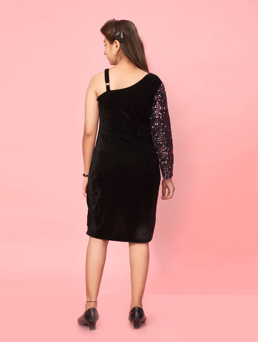 girls round neck self-design frock - 20568227 -  Standard Image - 3