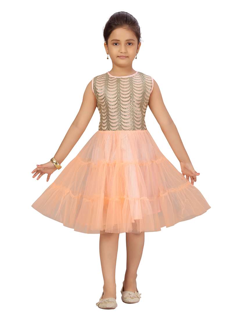 girls round neck sleeveless frock