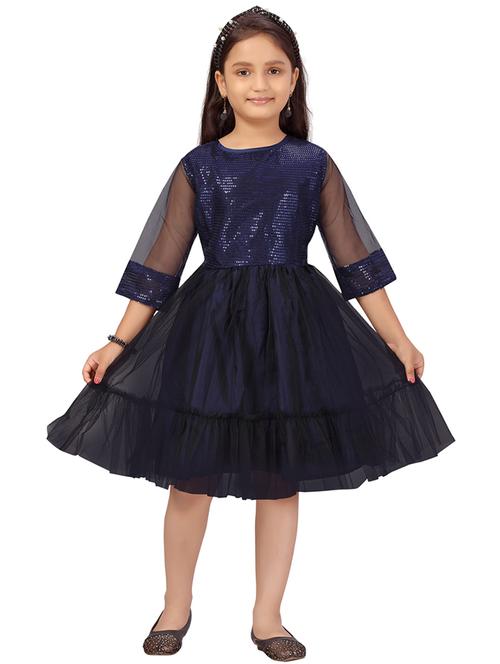 girls round neck three quarter sleeves frock - 20568294 -  Standard Image - 0