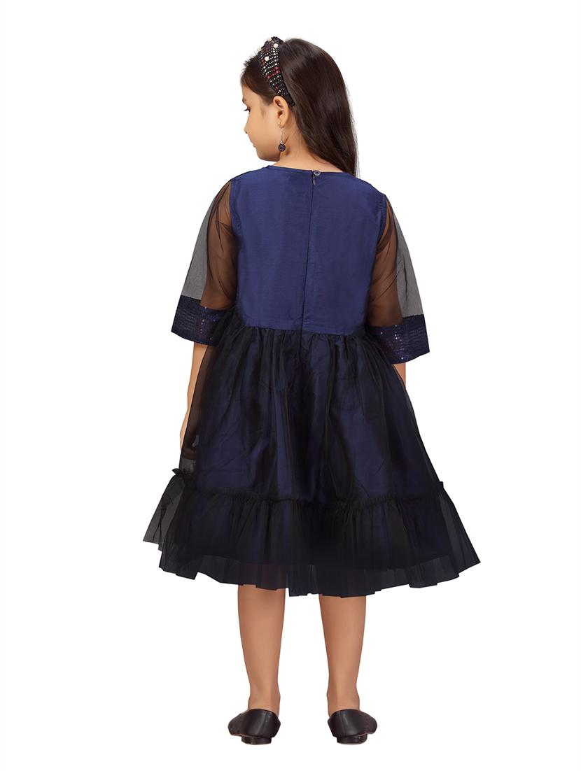 girls round neck three quarter sleeves frock - 20568294 - Standard Image - 3