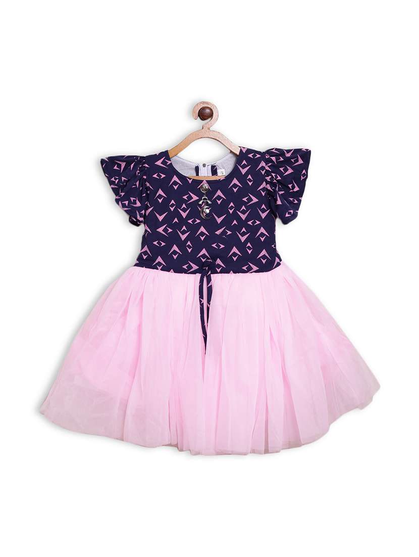 girls round neck short sleeves frock
